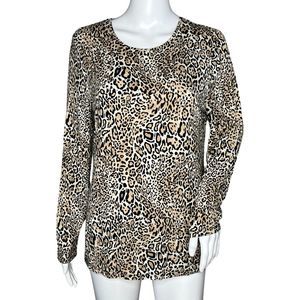 Chicos‎ Shirt Womens Medium 1 Brown Cheetah Print Ultimate Tee Leopard Casual